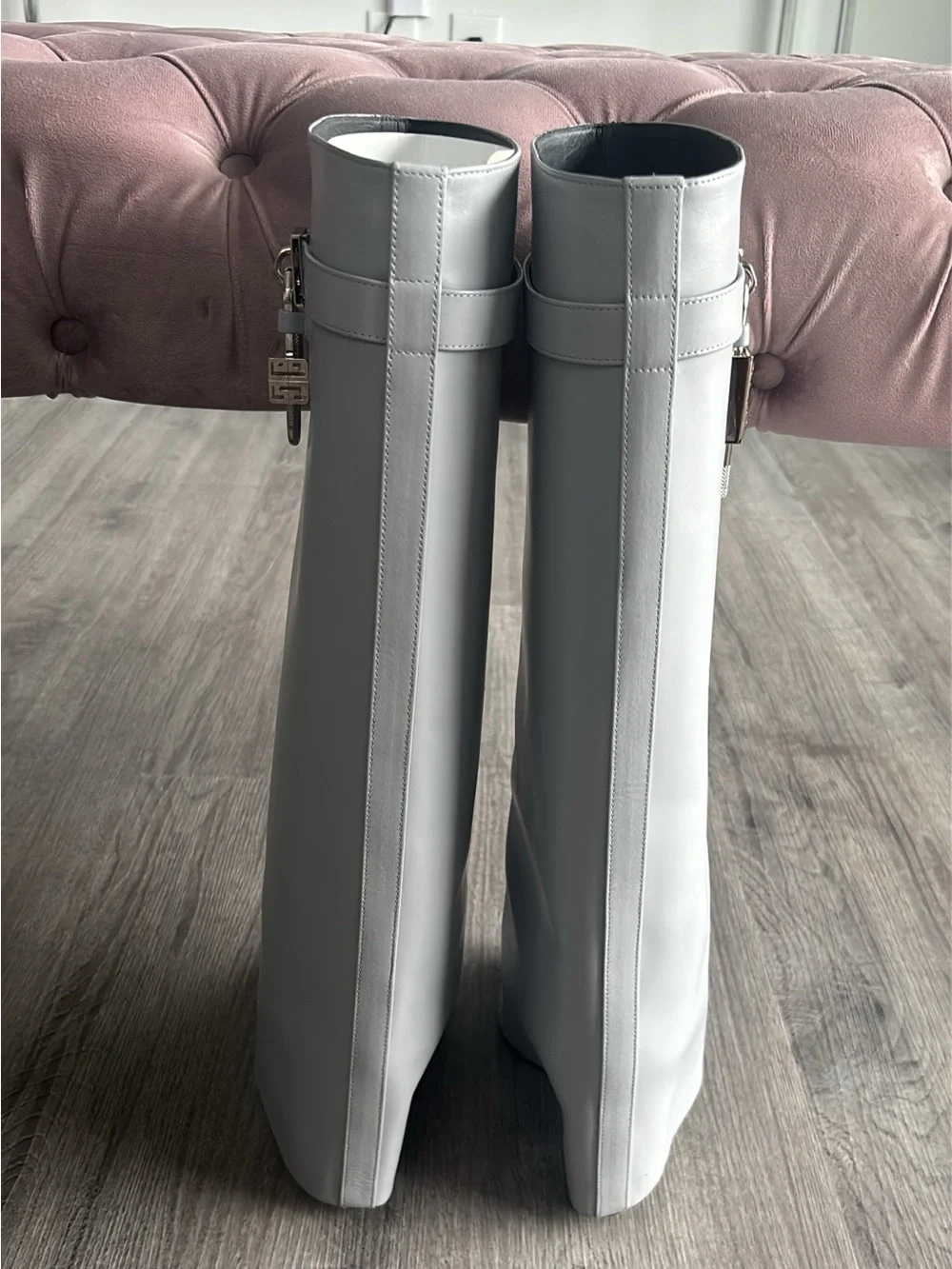Givenchy Shark lock Boot Women's Over-the-Knee Light Gray 40.5
